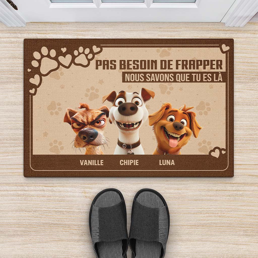 4153DFR2 paillasson chien personnalise pas besoin de frapper design cartoon 4153d5t5c_6fe64a36 f060 4416 9cd0 c825ebdec887