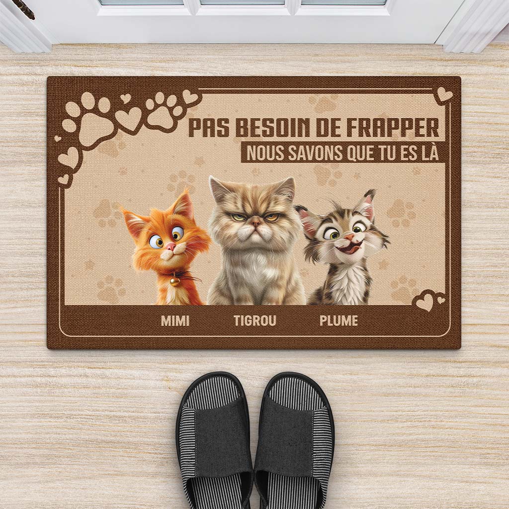 4153DFR2 paillasson chien personnalise pas besoin de frapper design cartoon 4153d5t5c_a53a3bf9 f365 4186 91ab 938855452c42