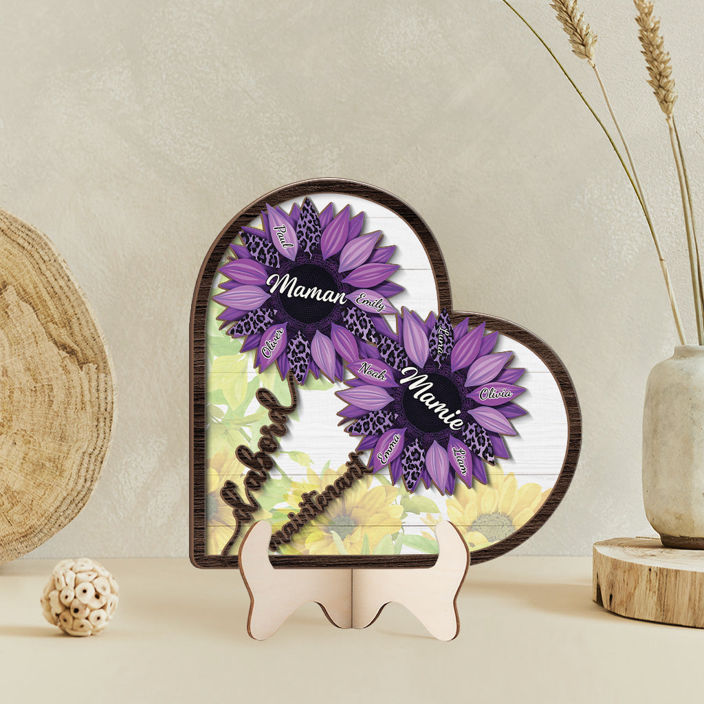 4177QFR2 plaque en bois personnalisee dabord maman maintenant mamie tournesol 4177qtl8a