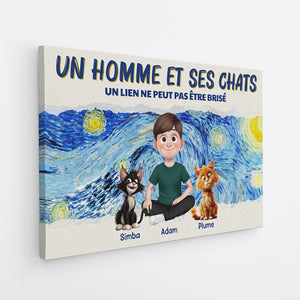 4180CFR2 toile personnalisable une fille et ses chats version van gogh 4180ctk5d_71424894 6955 402d bf08 caf0cf7e60cf