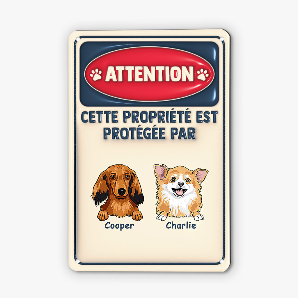 4181EFR2 plaque personnalisee 3d cette propriete est protegee par chien 4181etl0c