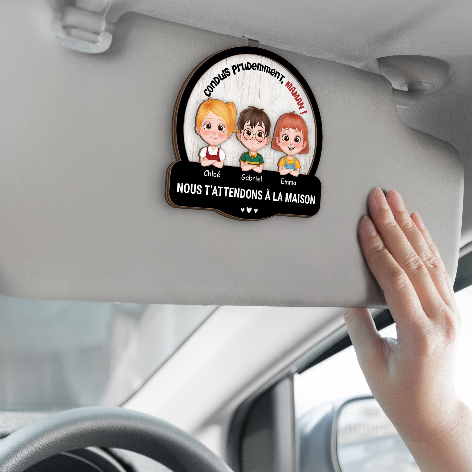 4190GFR2 clip pare soleil de voiture personnalise maman conduis prudemment 4190g9l0b