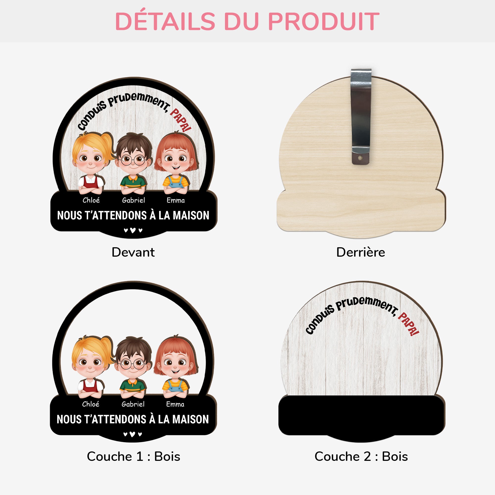 4190GFR3 clip pare soleil de voiture personnalise maman conduis prudemment 4190g9l0b