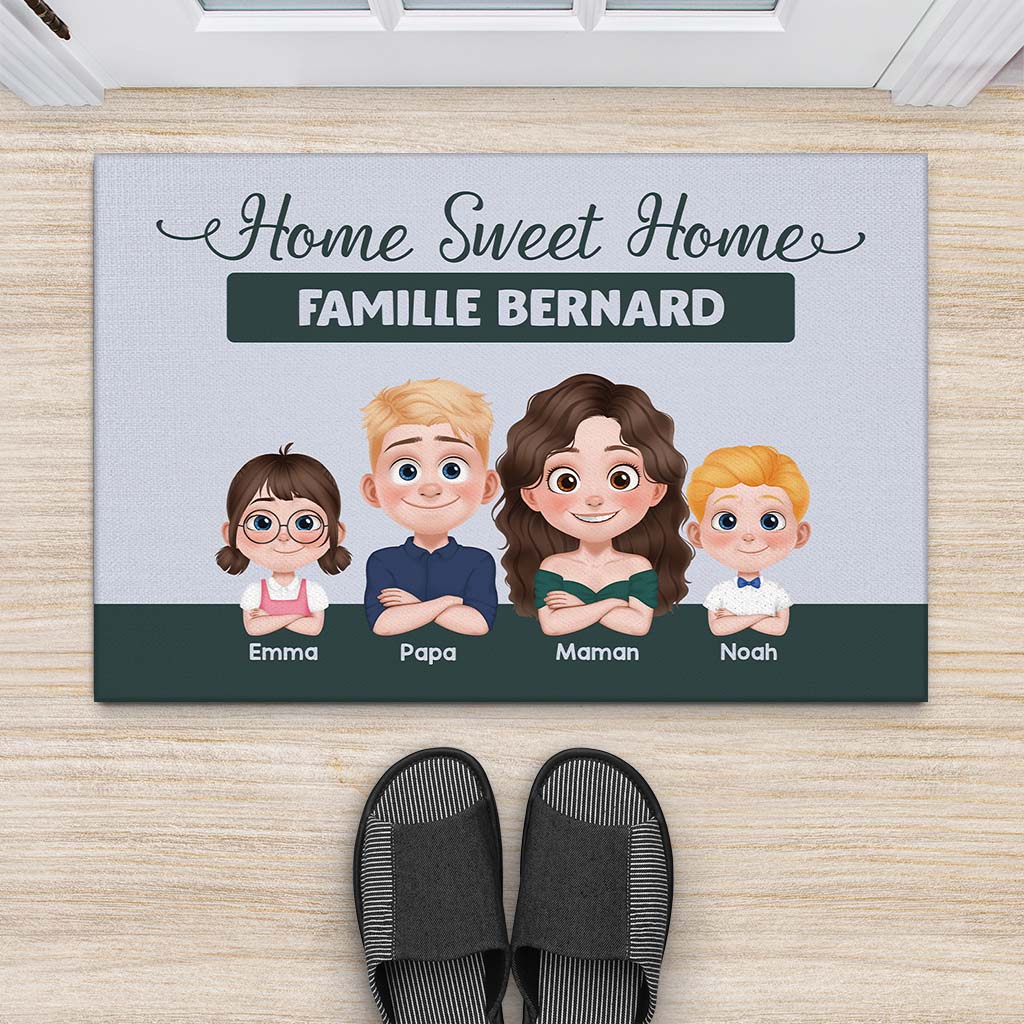 4207DFR2 paillasson personnalise famille home sweet home design cartoon 4207dkq0i