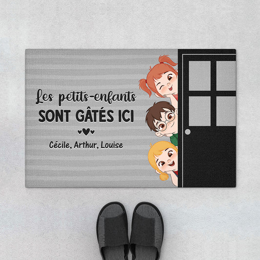4229DFR1 paillasson personnalise les petits enfants sont gates ici version gris 4229d5m8a