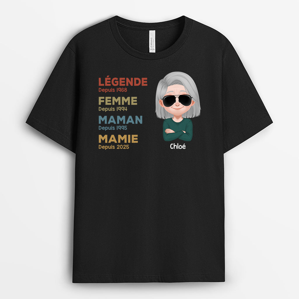 Légende Femme Maman Mamie Design Cartoon - Cadeau Personnalisé | T-shirt Pour Femme