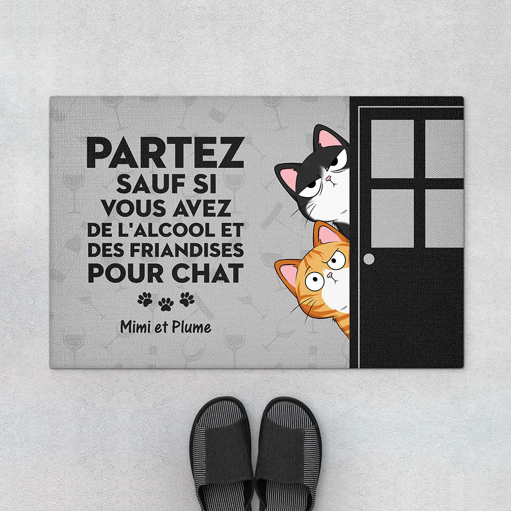 Partez Sauf Si Version Derrière La Porte - Cadeau Personnalisé | Paillasson Pour Amoureux Des Chats