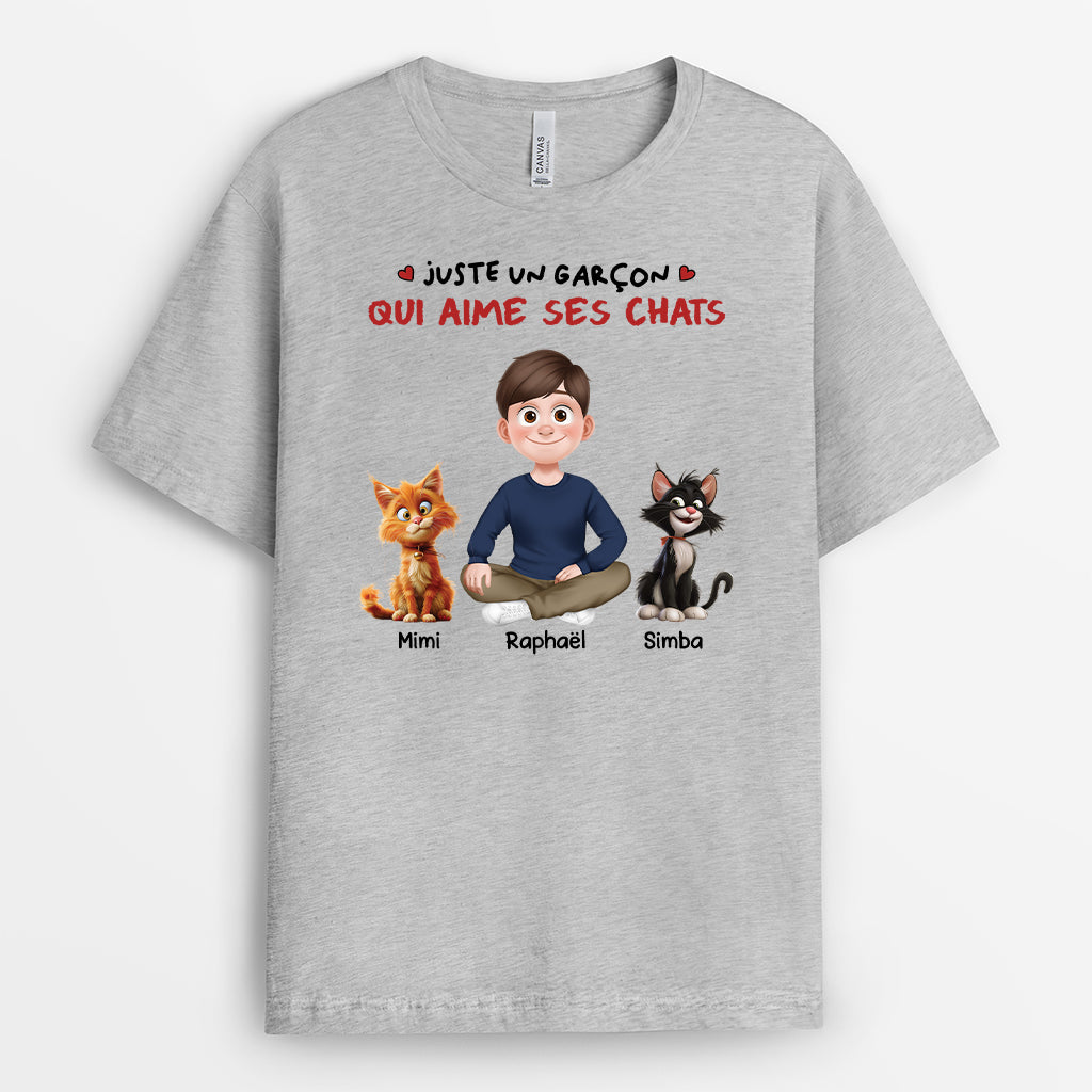 4255AFR2 tee shirt personnalise juste une fille qui aime ses chats 4255a8k0d