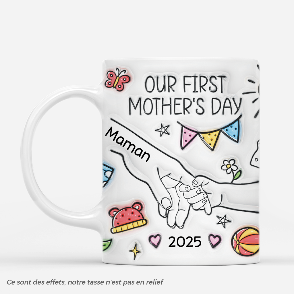 Notre Première Fête Des Mères 3D - Cadeau Personnalisé | Mug Pour Maman