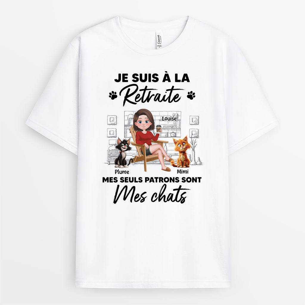 Mes Seuls Patrons Sont Mes Chats Design Cartoon - Cadeau Personnalisé | T-shirt Pour Amoureux Des Chats