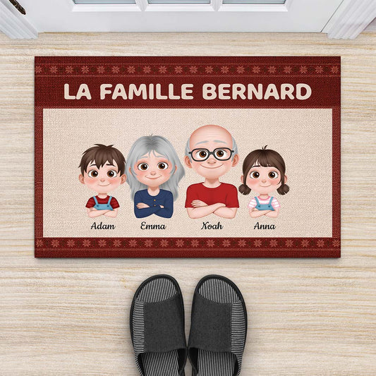 4267DFR2 paillasson personnalise famille design cartoon version rouge 4267dtq0a_a1fd74c3 22f7 4f0a 8661 4c5901088eb6