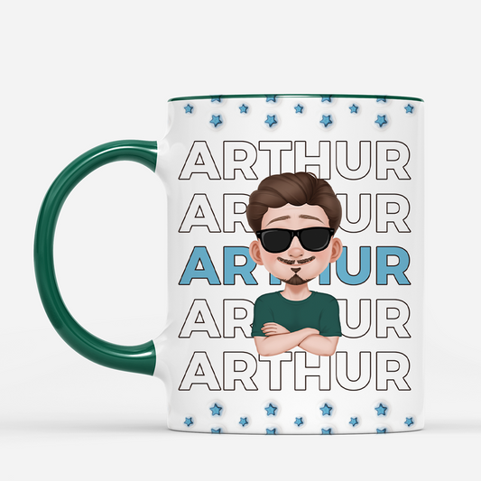 4279MFR2 effet dimpression 3d mug personnalise femme cool design cartoon nom 4279mkn0a