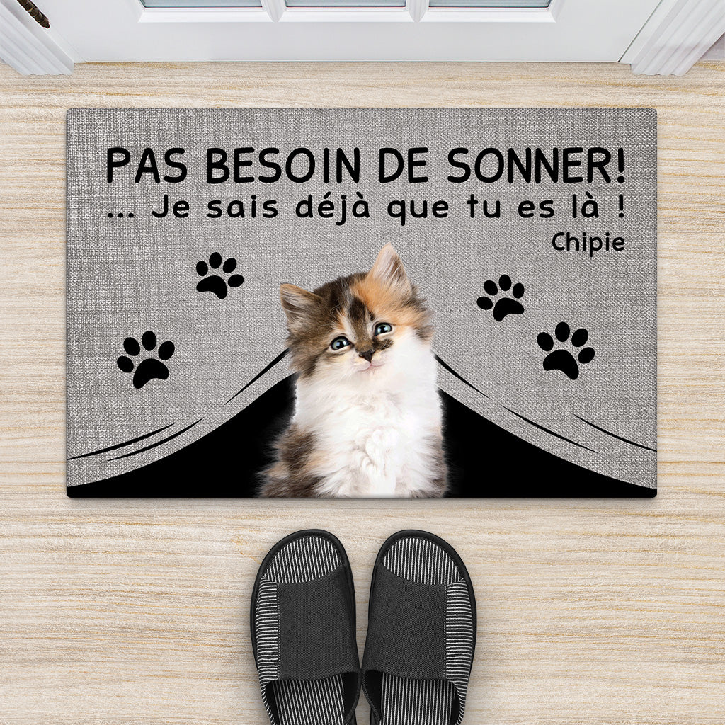 4291DFR2 paillasson personnalise chat pas besoin de sonner 4291d8q3d