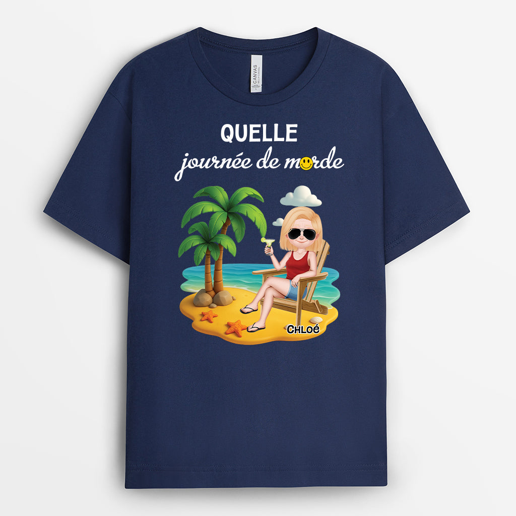 4296AFR2 t shirt humour personnalise quelle journee de merde design cartoon 4296a3h0a