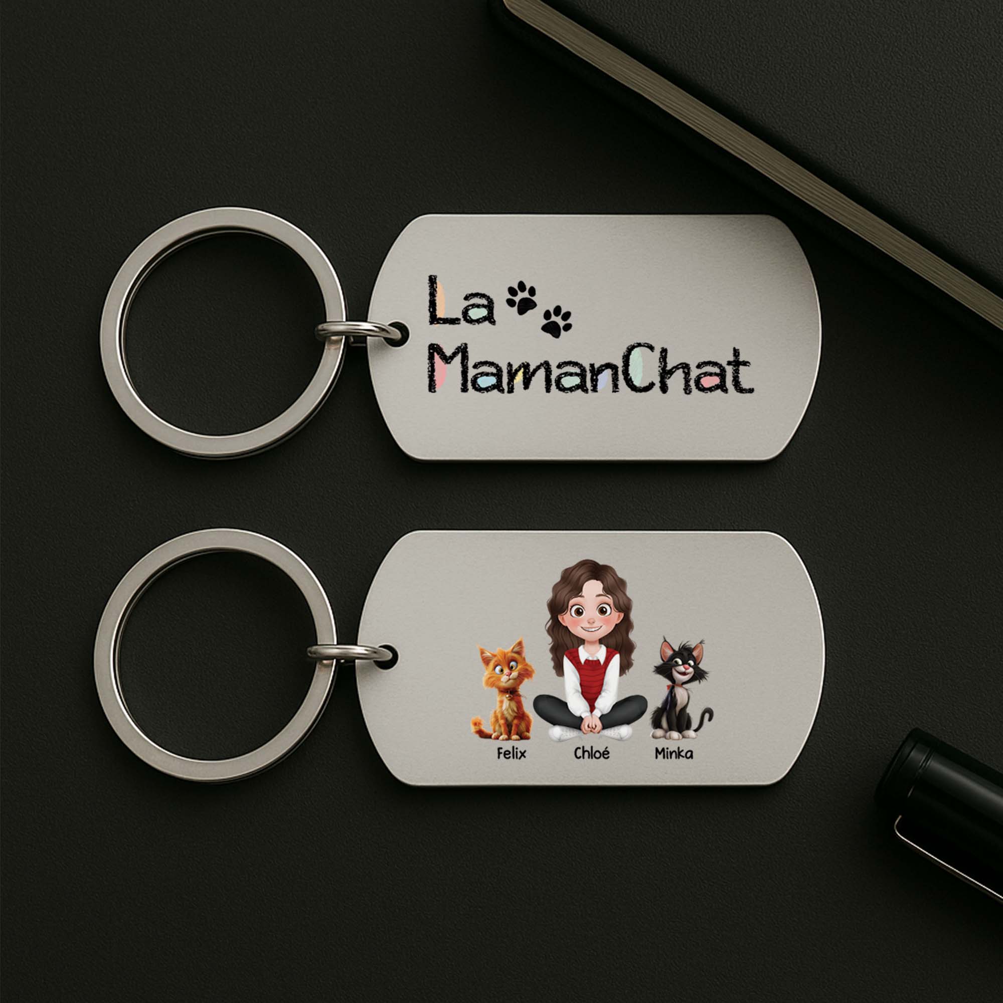 4298JFR2 porte cle aluminium personnalise le papa chat design cartoon 4298j3l0d_8728658e e960 4c35 8227 60169c49bf06