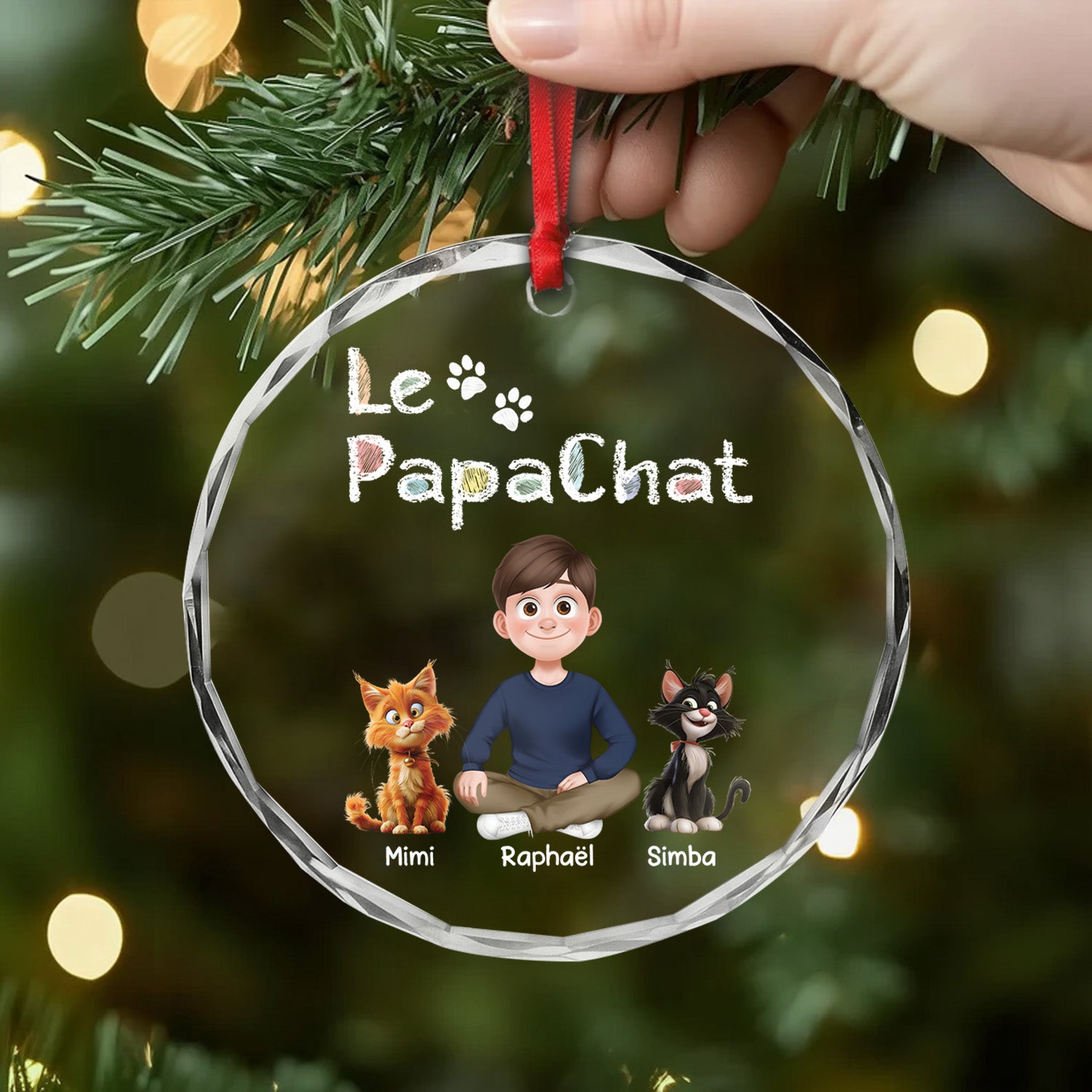 4298OFR2 ornement en verre personnalise la maman chat design cartoon 4298o3l0d