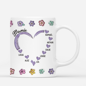 4304MFR3 effet dimpression 3d mug personnalise maman coeur avec fleurs 4304m