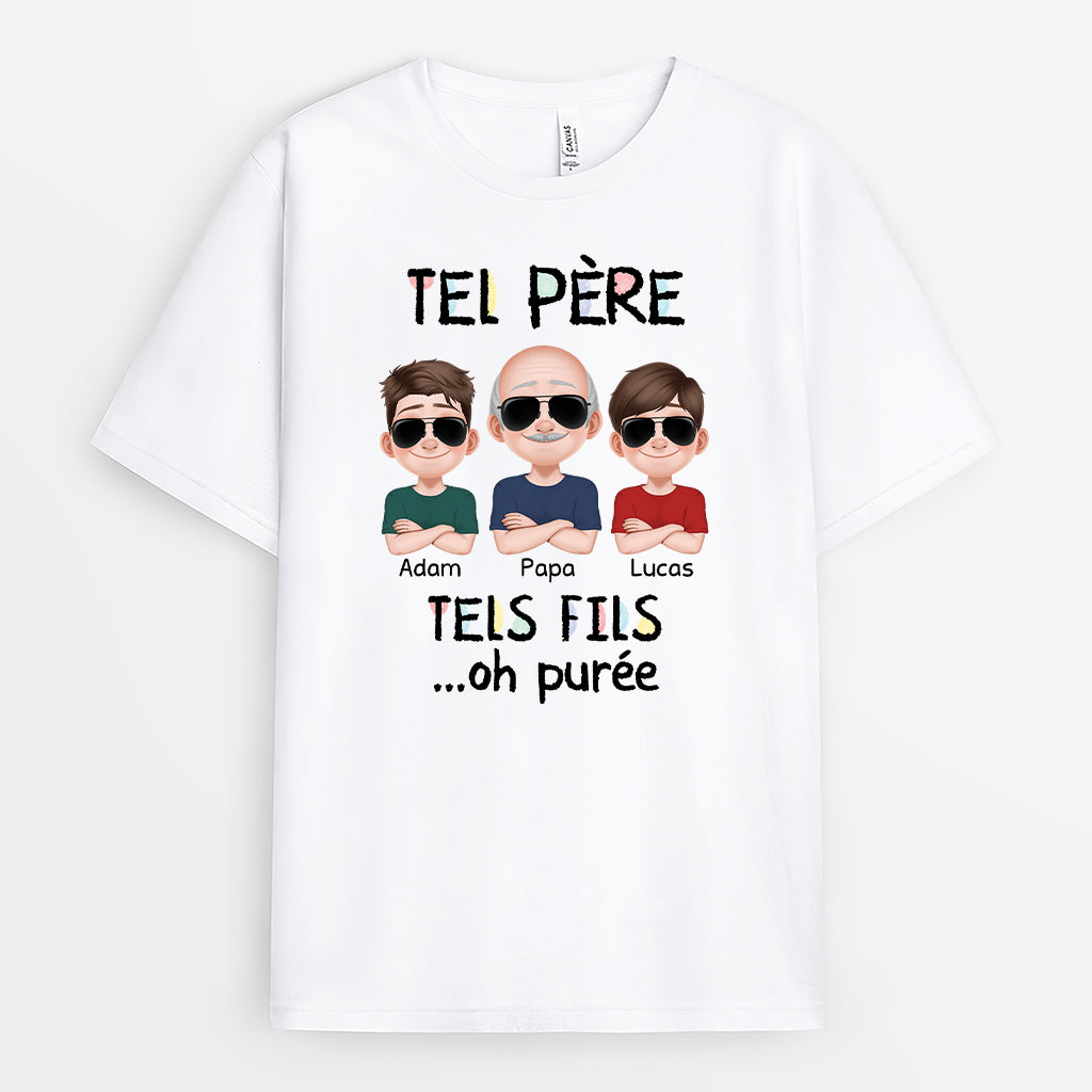 Tel Père Tels Fils Design Cartoon Cadeau Personnalisé T-shirt