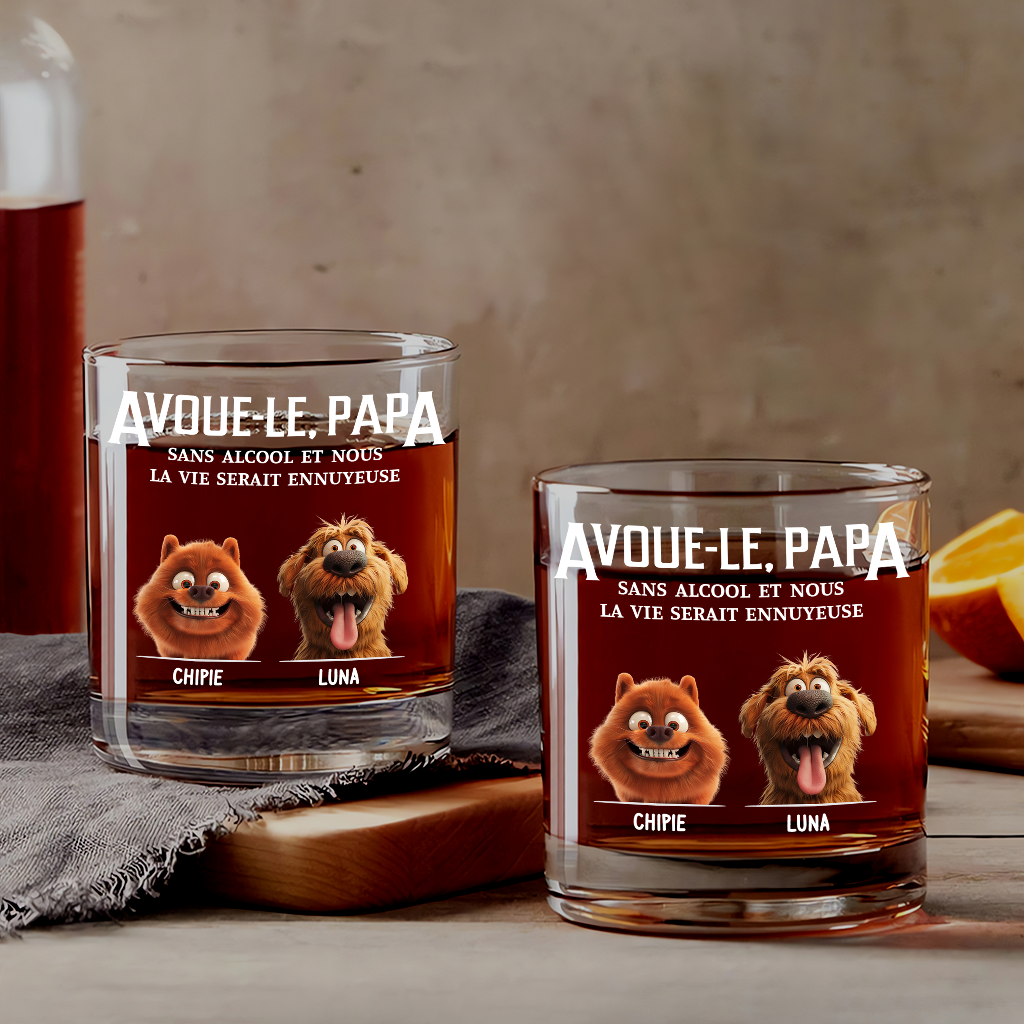 Avoue-Le Papa - Cadeau Personnalisé | Verre À Whisky Pour Amoureux Des Chiens