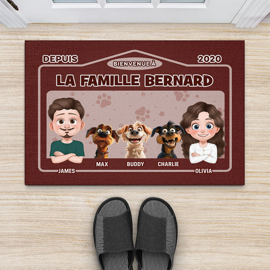 4359DFR2 paillasson chien personnalise bienvenue chez nous depuis design cartoon 4359dkq5c_447cabf3 fe5f 4b01 a1e8 14ff4bb3ebea