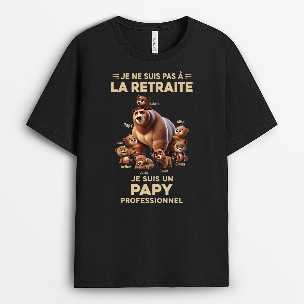 Je Suis Un Papy Ours Professionnel Design Cartoon - Cadeau Personnalisé | T-shirt Retraite Pour Papy