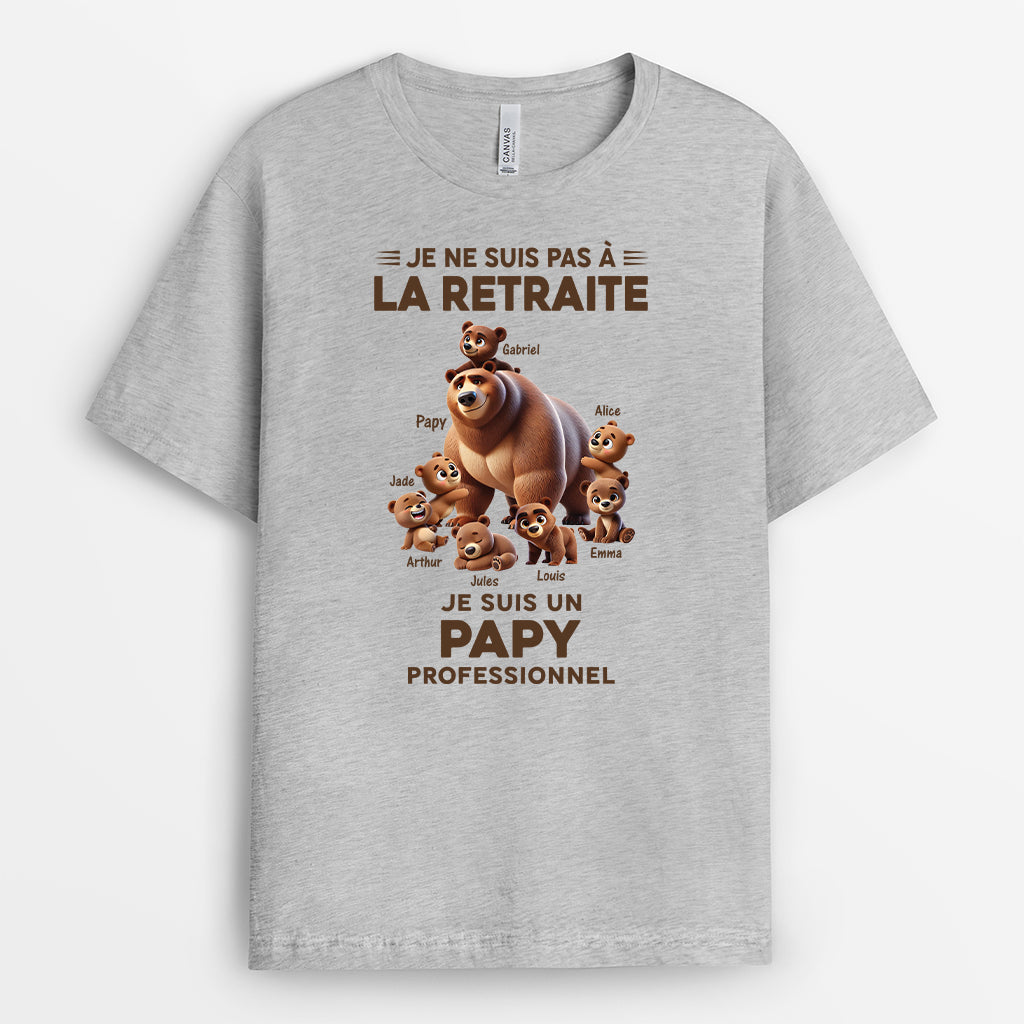 4369AFR2 t shirt personnalise retraite mamie ours professionnelle design cartoon version blanc 4369a5m3a