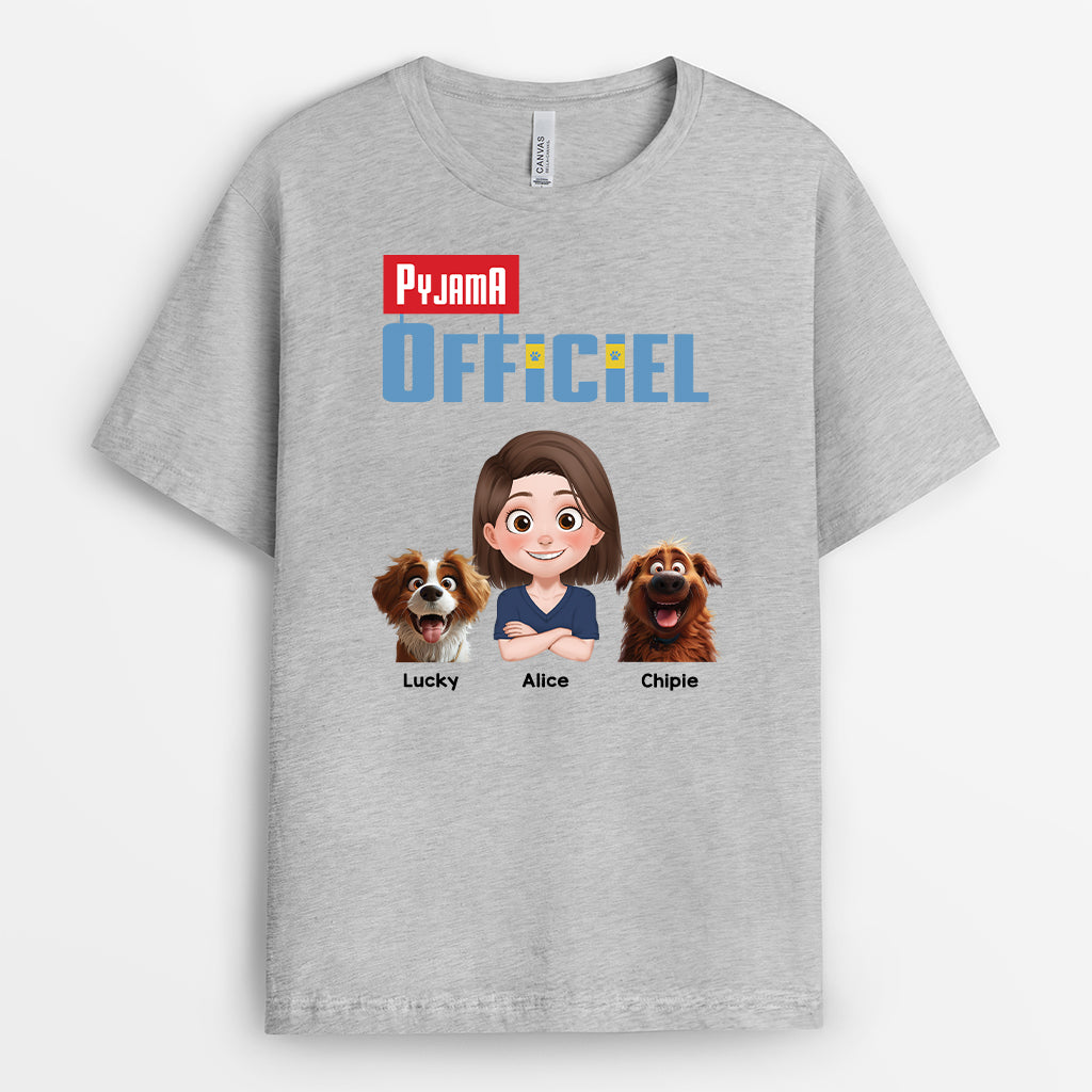 4379AFR2 t shirt personnalise chien t shirt de nuit officiel design cartoon 4379akk0c