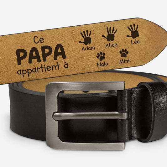 4382JFR1 ceinture en cuir gravee ce papa genial appartient a avec empreintes 4382j8l5b