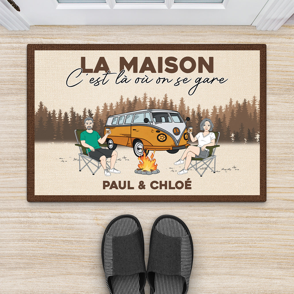 4385DFR2 paillasson couple personnalise la maison cest la ou on se gare 4385dtt8g