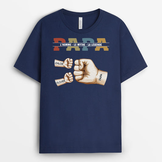 4396AFR2 t shirt papa personnalise lhomme le mythe la legende avec poings 4396akl3b