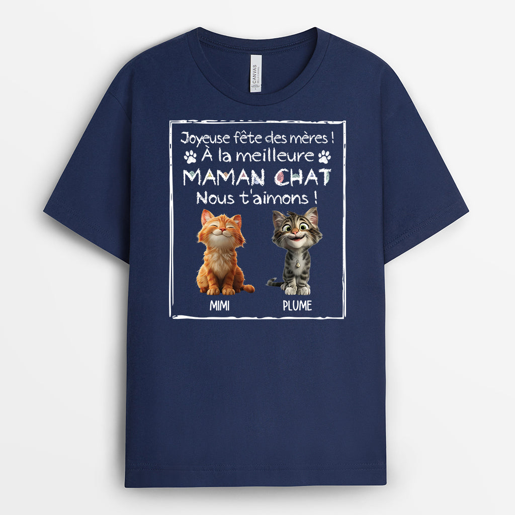 4419AFR2 t shirt chat personnalise joyeuse fete des peres couleur fonce 4419akm5d