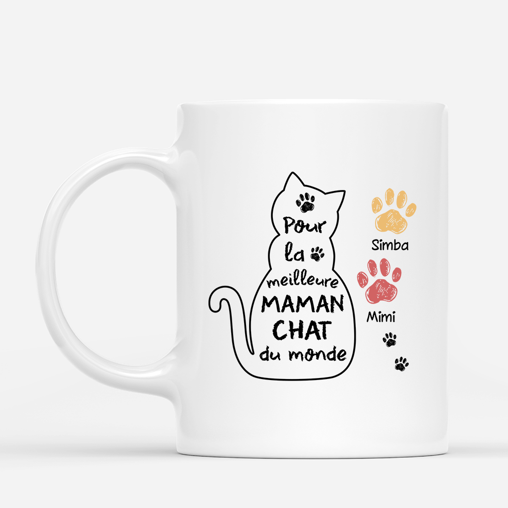 Pour La Meilleure Maman Chat Du Monde Version Crayon - Cadeau Personnalisé | Mug Pour Amoureux Des Chats