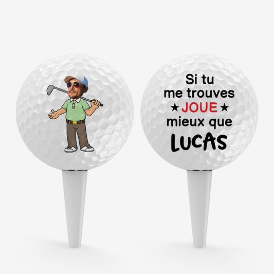 4433KFR1 balle de golf personnalisee humour joue mieux avec visage 4433k6knb