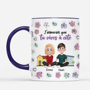 4440MFR2 effet dimpression 3d mug personnalise vivre a cote design cartoon et fleurs 4440m5q0f