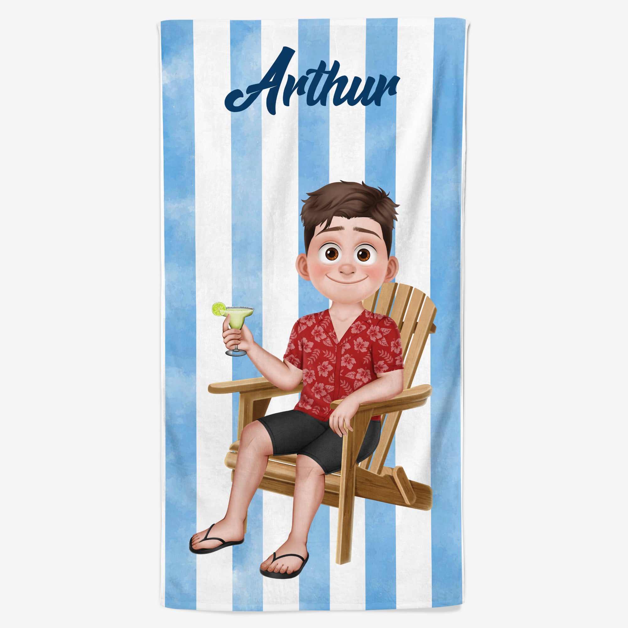 Homme En Vacances - Serviette De Plage Personnalisée