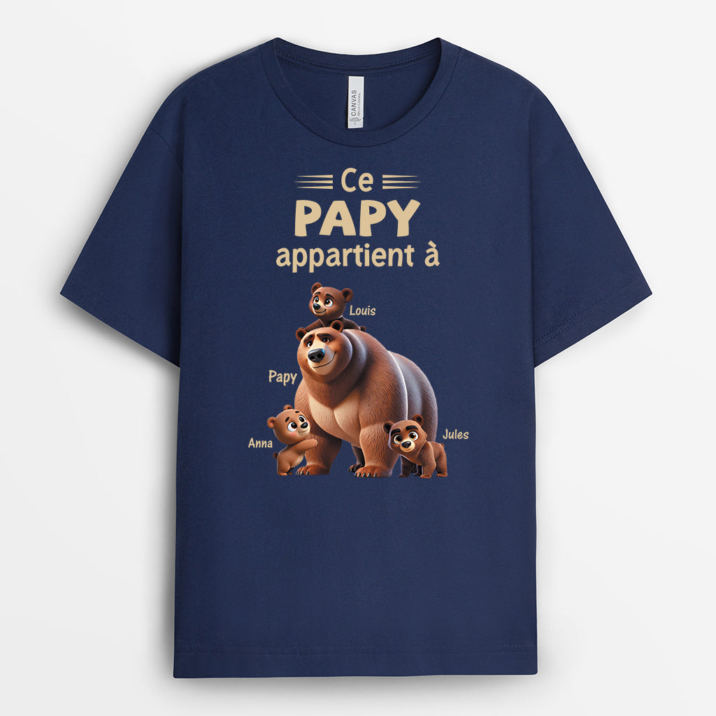 4447AFR2 t shirt personnalise papy ce papy ours appartient a design cartoon 4447atm5b