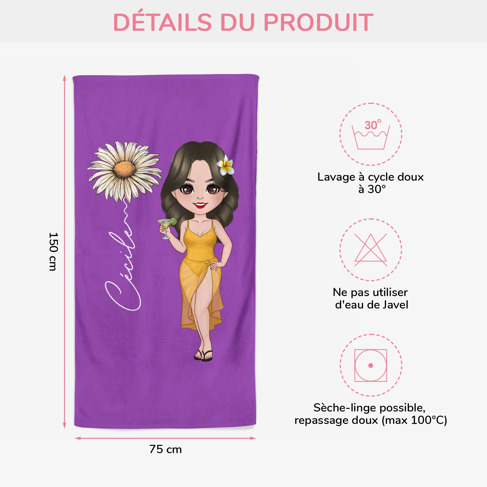 4450BFR3 serviette de plage personnalisee femme en bikini 4450b8kta