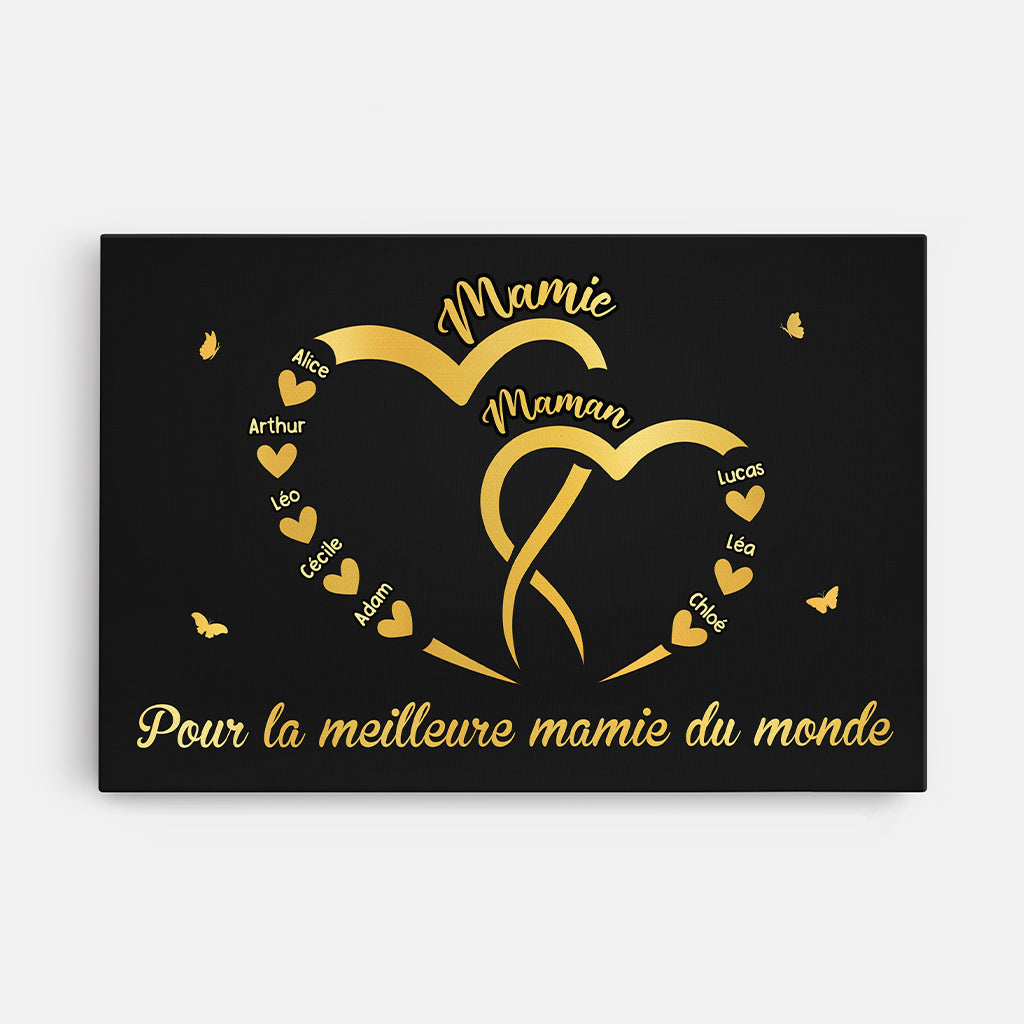 Pour La Meilleure Mamie Avec Cœur d'Or - Toile Personnalisable - Vive ...