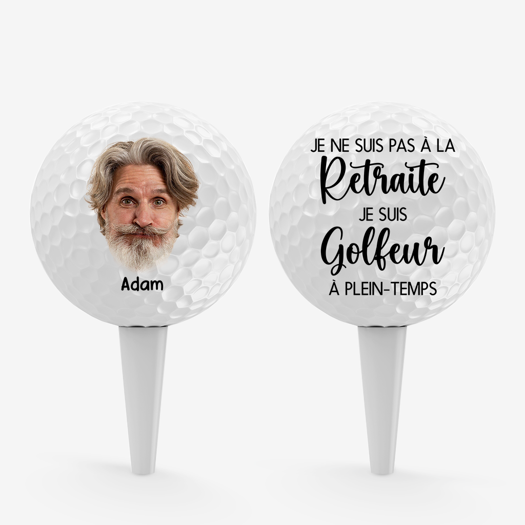 Golfeur À Plein Temps Avec Visage - Balle De Golf Personnalisée