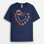4492AFR2 t shirt personnalise papa papy coeur empreintes de mains 4492a