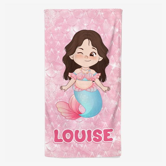 4538BFR1 serviette de plage personnalise petite sirene  petit triton 4538bkq0k