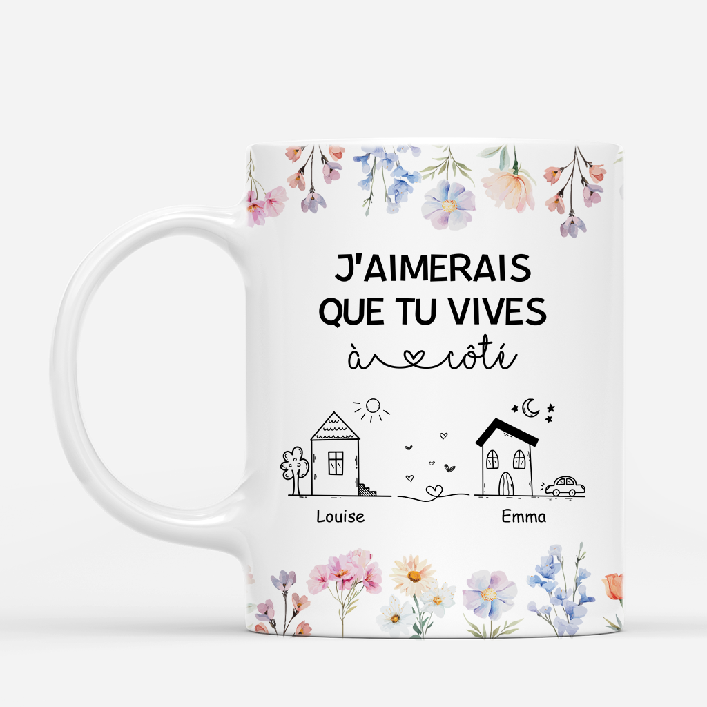 4539MFR1 mug personnalise meilleure amie vivre a cote floral 4539m8n5f