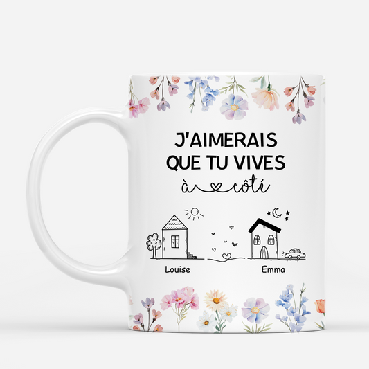 4539MFR1 mug personnalise meilleure amie vivre a cote floral 4539m8n5f