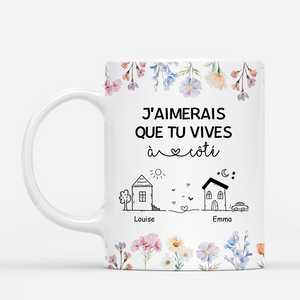 4539MFR1 mug personnalise meilleure amie vivre a cote floral 4539m8n5f