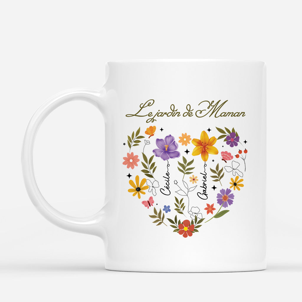 Le Jardin De Maman Avec Cœur Floral - Mug Personnalisé
