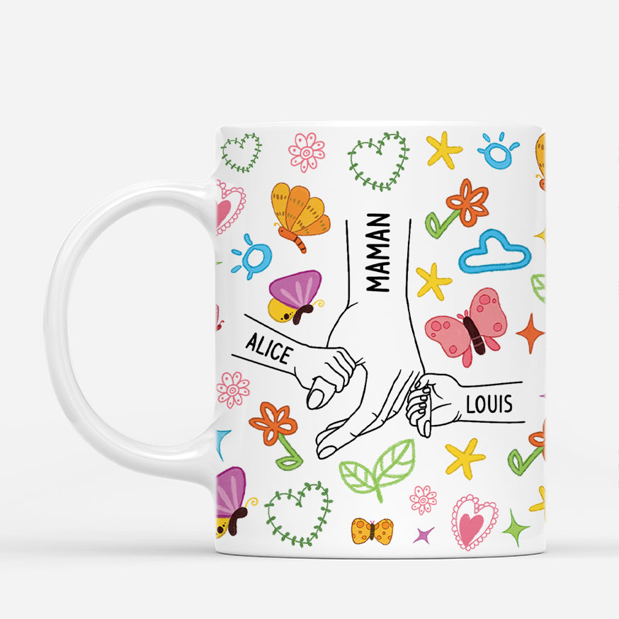 Maman Dessin Papillons Et Fleurs - Tasse Personnalisée Maman