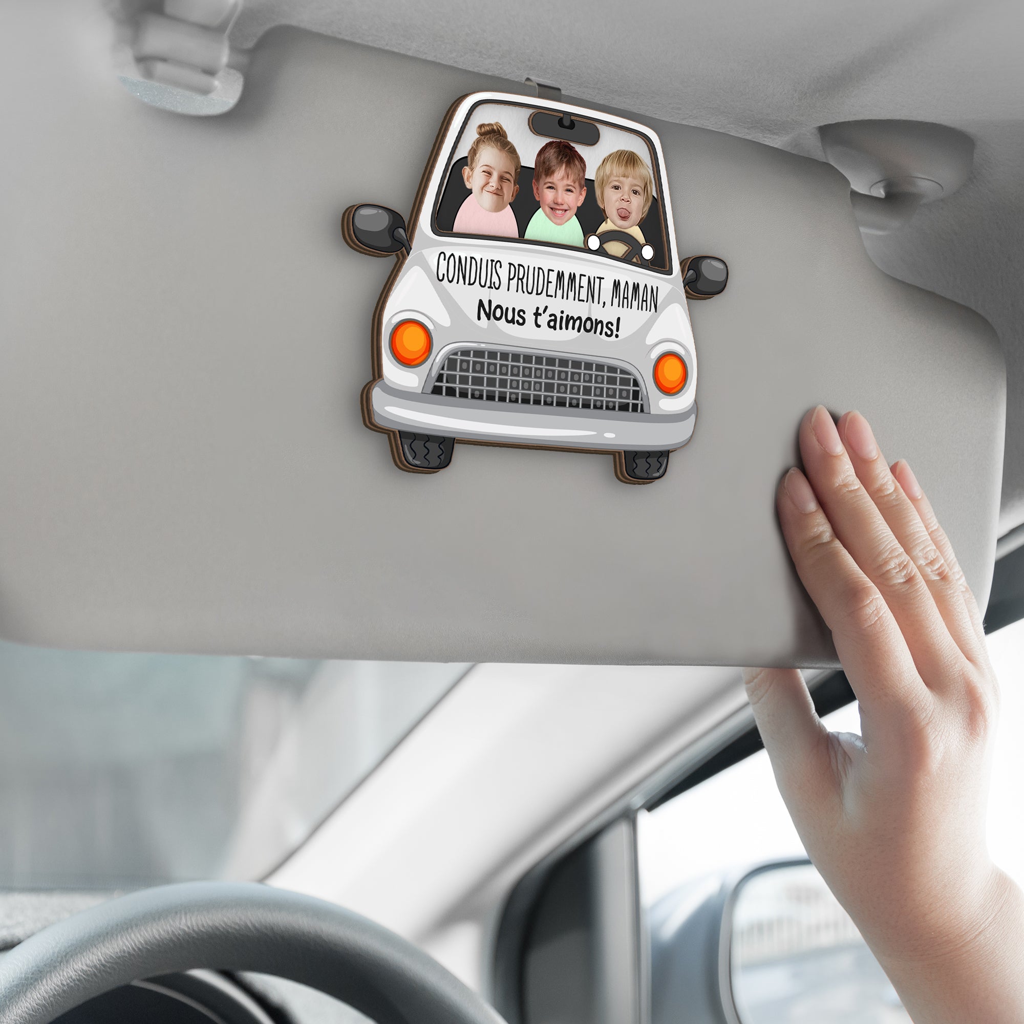 4565GFR2 clip pare soleil de voiture personnalise papa conduis prudemment version voiture 4565gtqnb