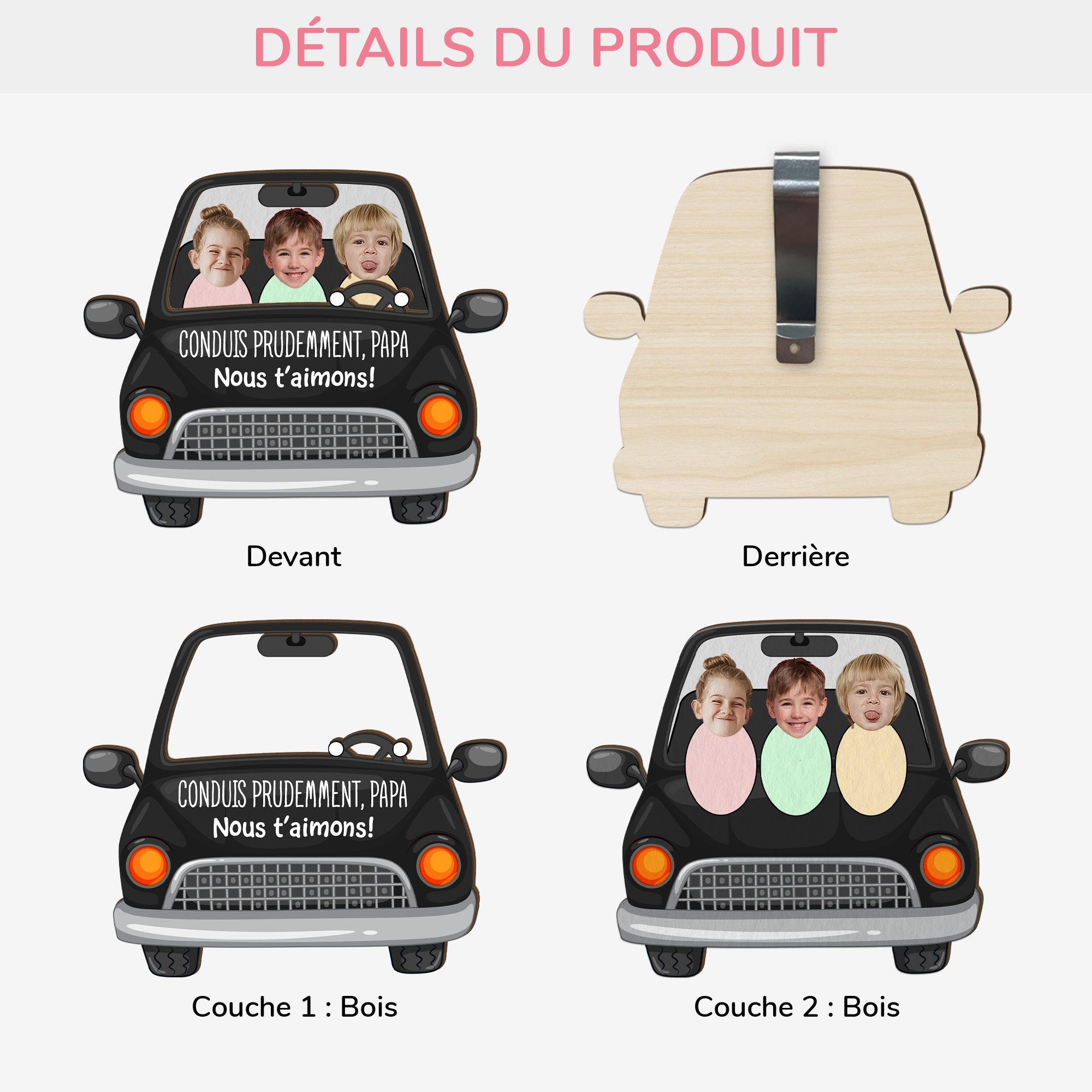 4565GFR3 clip pare soleil de voiture personnalise papa conduis prudemment version voiture 4565gtqnb