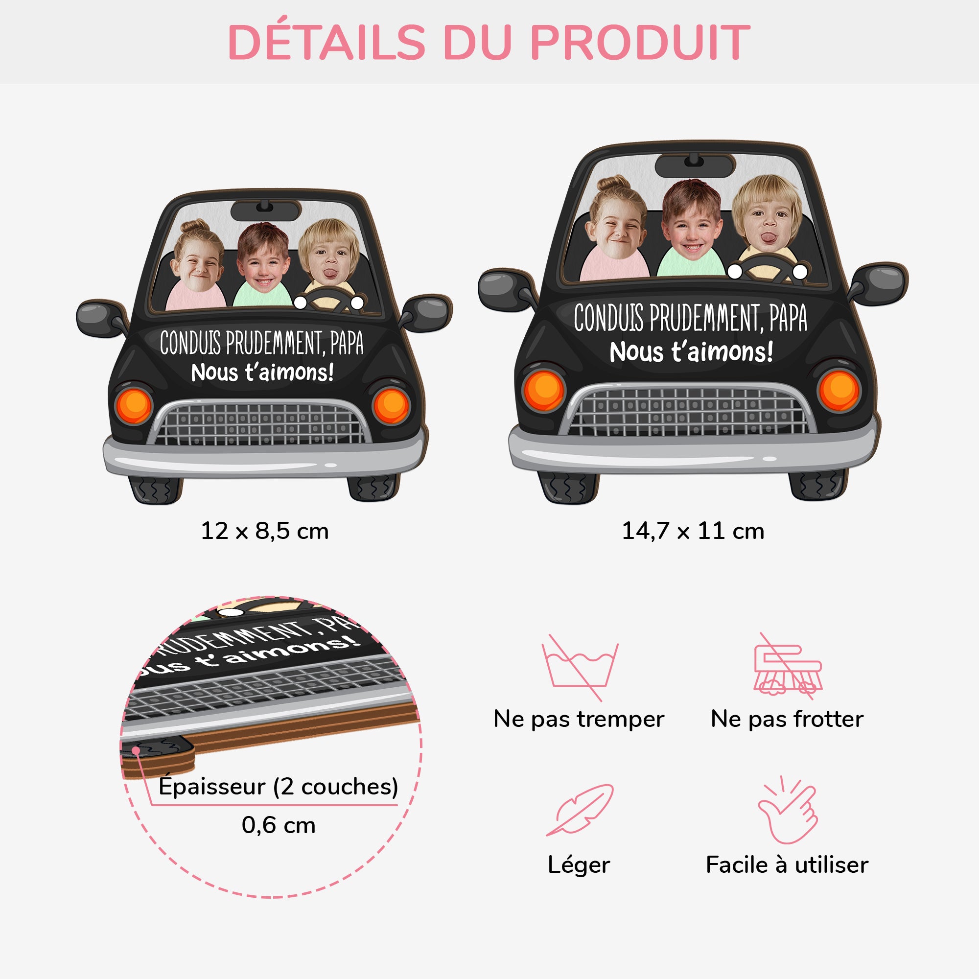 4565GFR4 clip pare soleil de voiture personnalise papa conduis prudemment version voiture 4565gtqnb