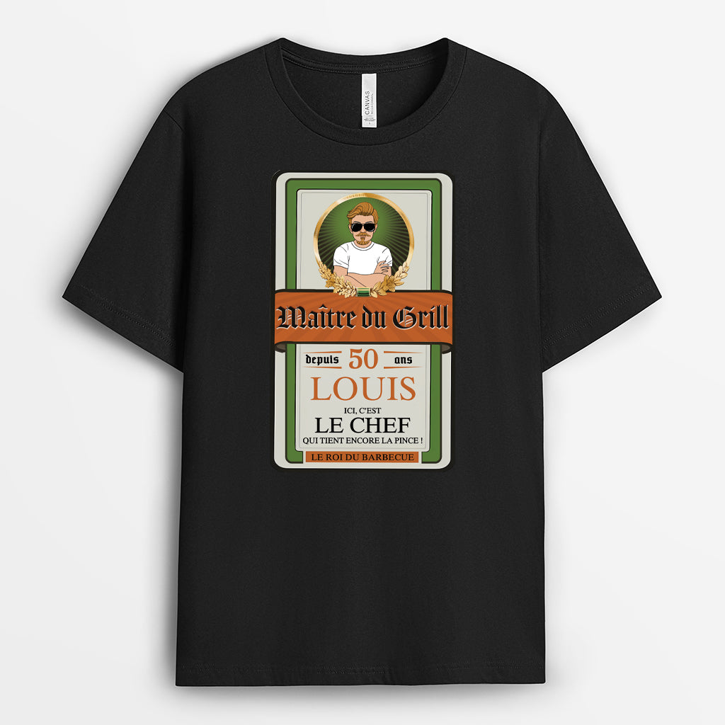 T-shirt Le Roi Du Barbecue Design Bouteille De Vin Personnalisé